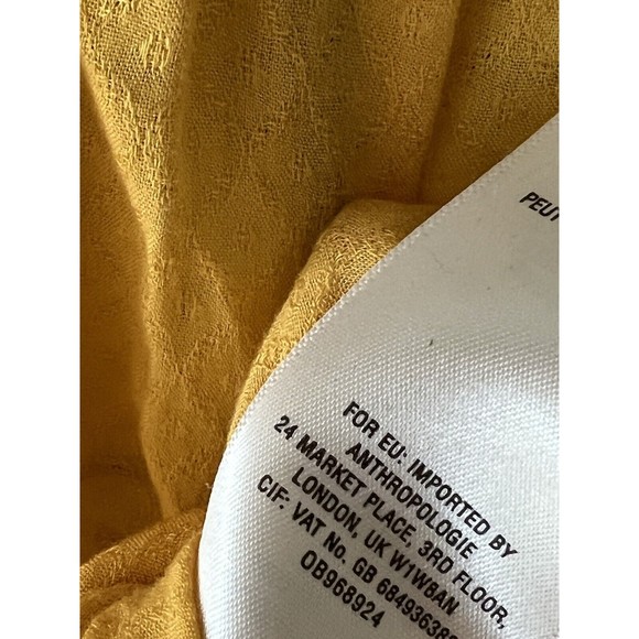Anthropologie 4 Maeve Mustard Yellow Flowy Long Sleeve Top Sz 4 - Picture 5 of 5